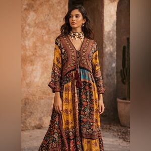Bohemian Floral Maxi Dress and Choker Set